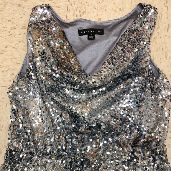 Aidan Mattox silver sequined dress - Picture 5 of 7